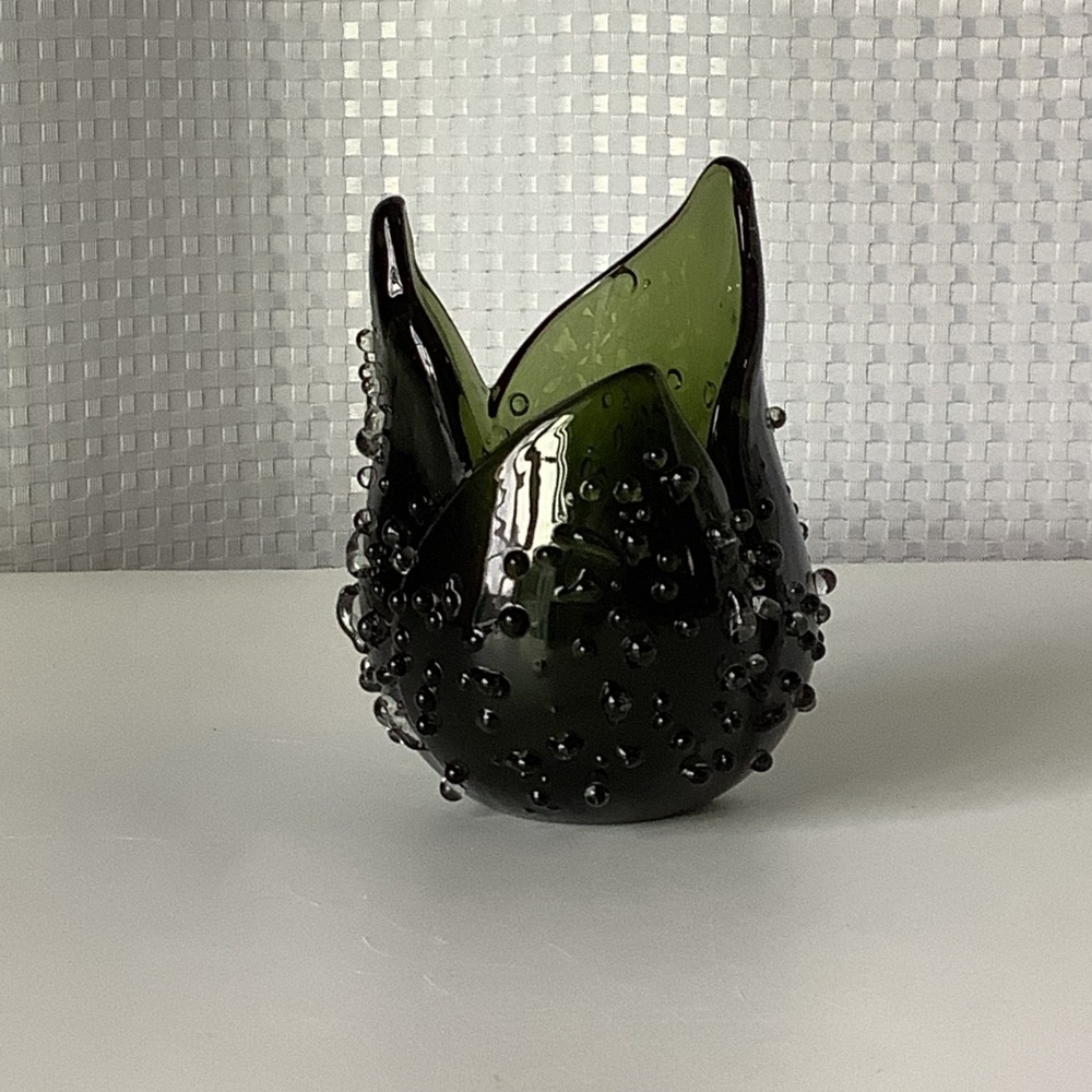 Partylite Natures Green Glass Dew Drop Tulip Votive Candle Holder - Picture 2 of 8